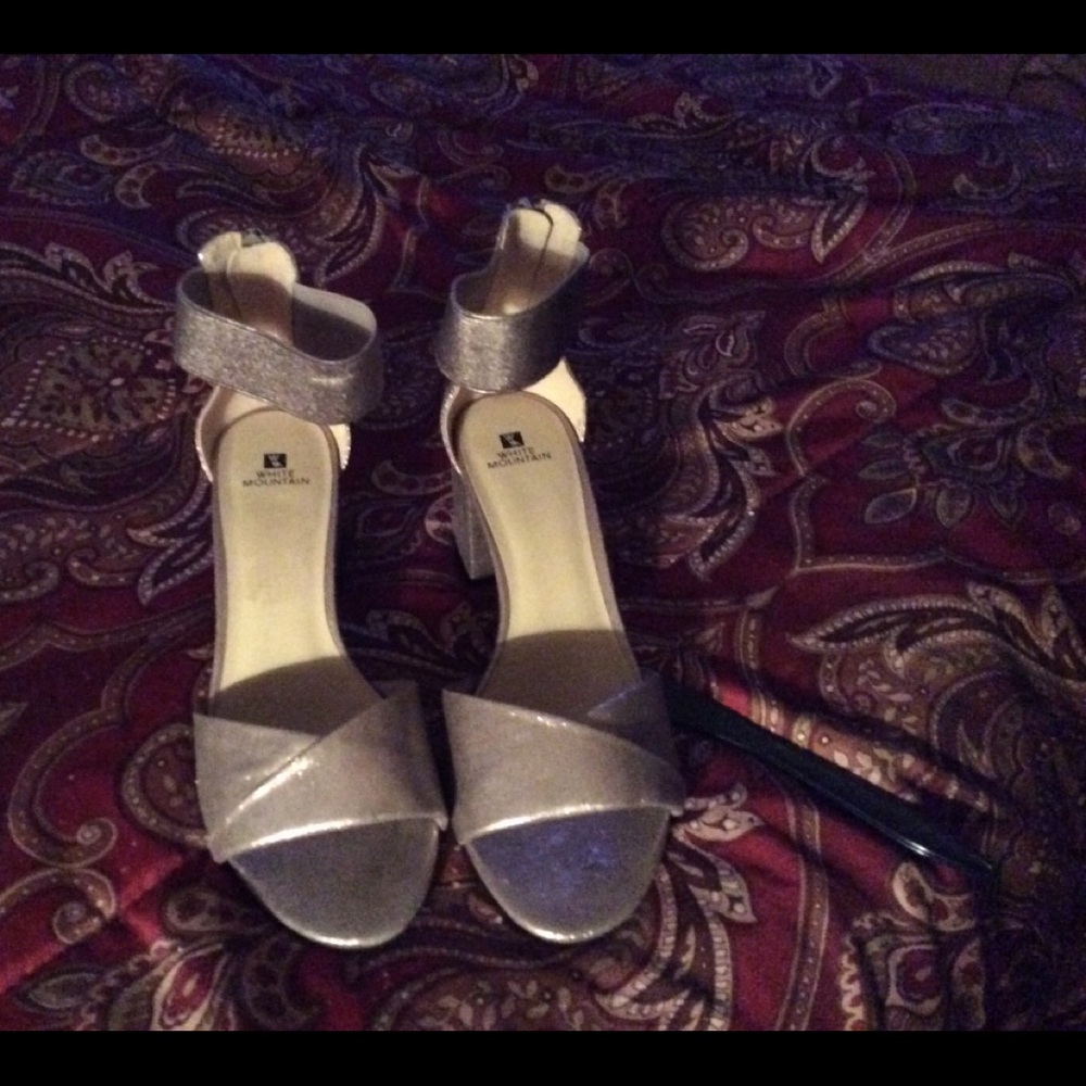 Iron Mountain sliver bronze sandal with block heel